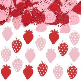 100 PCS Strawberry Confetti for Tables, Strawberry Party Decorations, Strawberry Birthday Decorations, Strawberry Table Decor,Strawberry Party Confetti for Wedding Birthday Valentine's Day