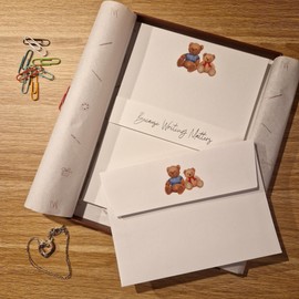 Me Loovely Teddy Bears Letter Writing Paper and Envelopes Set for Invitations & Gifts (18 Letters, & 18 Envelopes with Gift Box)