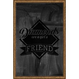 Diamonds Are a Girl's Best Friend Funny Baseball or Softball Pun Chalk Board Wall Art Decor Funny Gift Large 8 x 12 Inch Sign