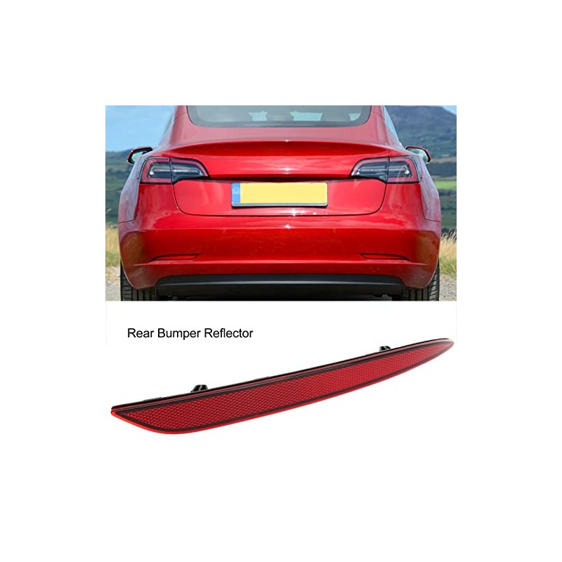 Rear Bumper Reflector for Model 3 2017 to 2023, Red