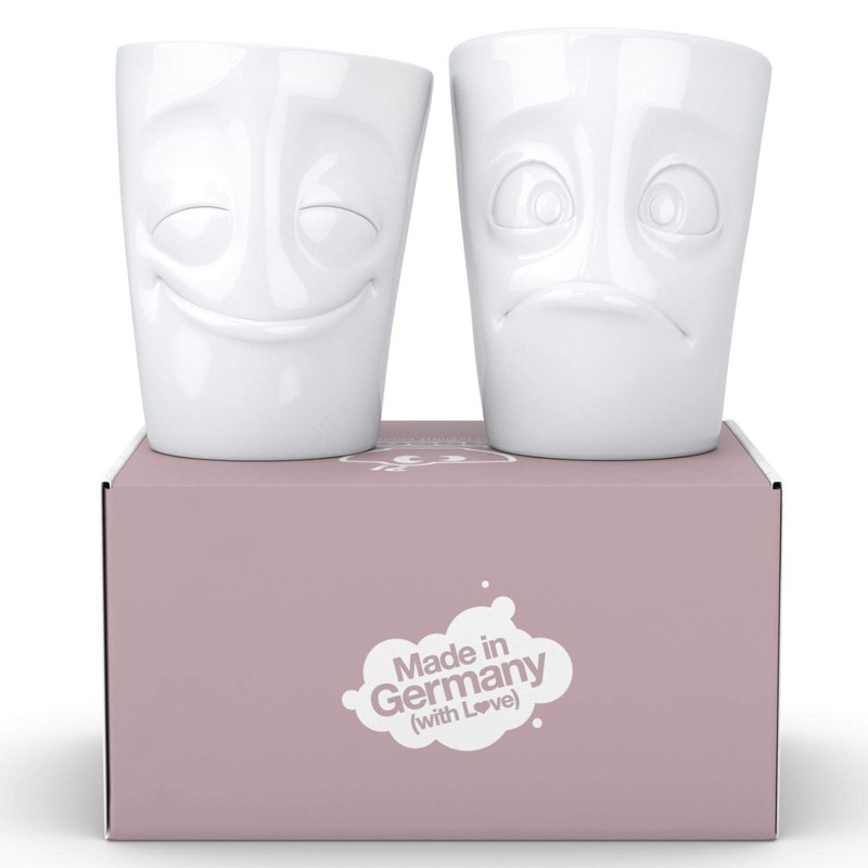 Fiftyeight - “Cheery” and “Baffled” Mugs (Without Handles) - Set
