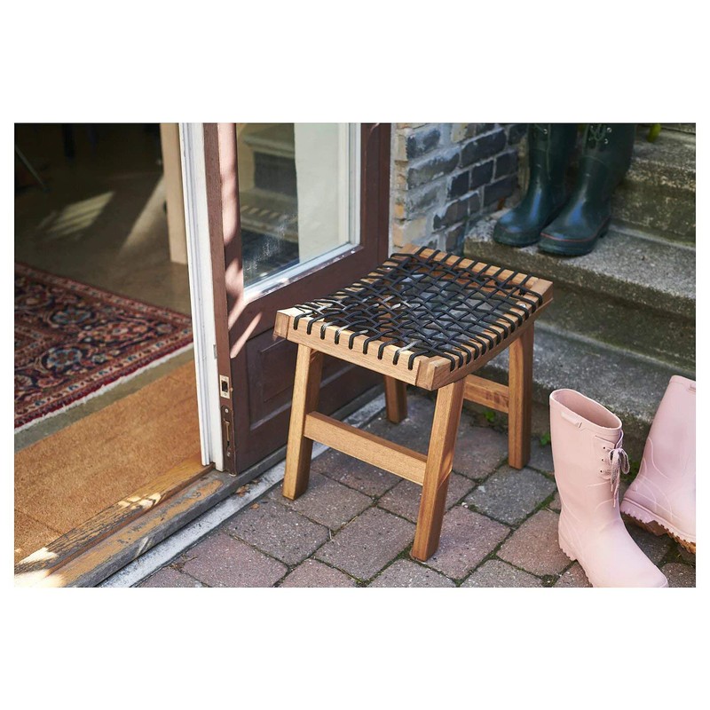 Ikea STACKHOLMEN Stool, Outdoor, Light Brown Stained 48x35x43cm