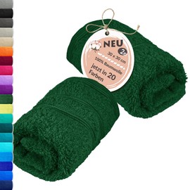 Lashuma Baby Wash Cloth, 30 x 30 cm, Cotton, London Flannels, Set of 2, Fir Green, Soft, Ideal for Baby and Child Care