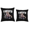 Plumber Dinosaur T-Rex Pipe Wrench Dino Funny Plumbing Throw Pillow