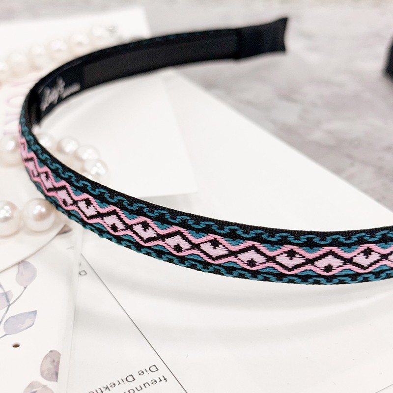 Burnaby Pink Slim Pattern Point Hairband / 버나비 핑크 슬림