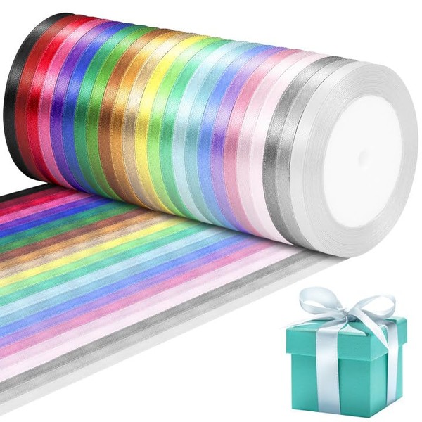 GENHH 24 Rolls Satin Ribbon Ribbons 22.8 m x 6