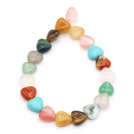 LE SKY Cuentas de piedra natural pulidas en forma de corazón, 40 piezas, Ágata, Cristal, Turquesa, 10 x 10 x 5 mm, para hacer joyas, collares, pulseras, 2 hebras