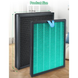 Vital 100S Filter Replacement Compatible with Vital 100S Air Purifier, 3-in-1 H13 True HEPA and High-Efficiency Activated Carbon Filter, Part #Vital 100S-RF-TX, 2 Pack, Green