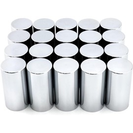33mm by 4 Inch Height Cylinder Chrome Lug Nut Covers ABS Plastic Anti-Rust Thread-on Nut Cover Caps for Semi Trucks Trailers (Pack of 20)