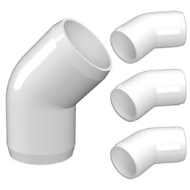 FORMUFIT F11445E-WH-4 45 Degree Elbow PVC Fitting, Furniture Grade, 1-1/4" Size, White (Pack of 4)