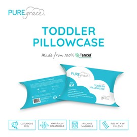 PUREgrace Tencel Toddler Pillowcase – Washable and Soft, Sized for All Toddler Pillows, Breathable and Smooth with Secure Flap Design