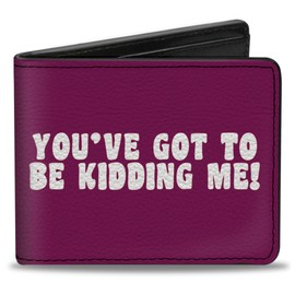Buckle-Down Men's Wallet, Bifold, Youve Got to Be Kidding Me Purple White, Vegan Leather, Multi, 4.0" x 3.5", Multi, 4.0" x 3.5", Buckle-down Wallet, Bifold, Youve Got to Be Kidding Me Purple White