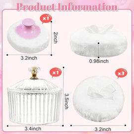 Liahelianx 3.4 Inch Refillable Acrylic Body Powder Containers with 4Pcs Large Soft Puffs, Reusable Portable Travel Powder Applicator for Body Face Makeup
