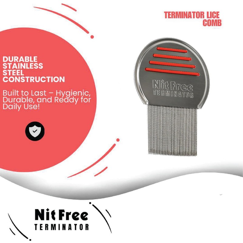 Nit Free Terminator Lice Comb - Professional Stainless Steel Comb