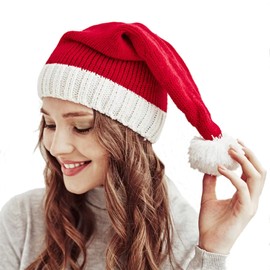 Christmas Hat Family Matching Winter Warmer Mother & Baby Knit Cap Xmas Parent-Child Warm Knit Skull Cap Santa Crochet Hats (Adult)