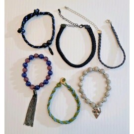 Forever 21 Stack of 6 Unisex Bracelets, Multiple Dangles & Charms