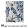 PrintingCo Throw Blanket Blue Chinoiserie Bird Couch Blanket Chinese Style