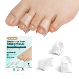 Hammer Toe Straightener Corrector for Women & Men – 8 Pack Gel Toe Splints to Correct Toes, Realign Bent, Claw, Crooked, Curled Toes – Toe Straighteners for Walking & Standing – 3 Sizes (S/M/L)