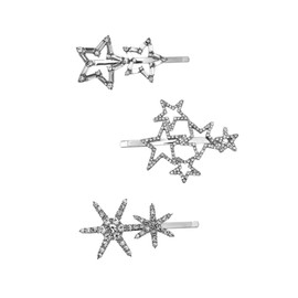 Baluue 3pcs Rhinestone Hair Clips Women Barrette Bobby Pins Alloy Hair Accessories Design for Travel