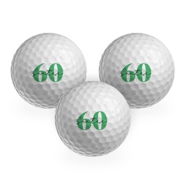DV DESIGN 3 x Golf Balls - 60 Sixty 60th Birthday Joke Funny Age Golfing Club Sport Husband Groom Best Man Dad Brother Friend Men Boys Gift #GB0005
