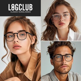 logclub Blue Light Glasses For Woman/Men Blue Light Blocking Glasses, Retro Round Anti Eyestrain Computer Glasses