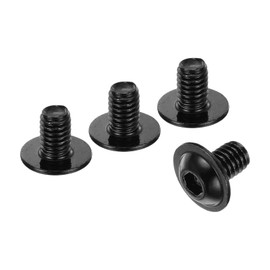 sourcing map 100Pcs M4-0.7x6mm Flanged Button Head Socket Cap Screws, 304 Stainless Steel Socket Drive Fasteners Bolts, Fully Thread Machine Screws, Black