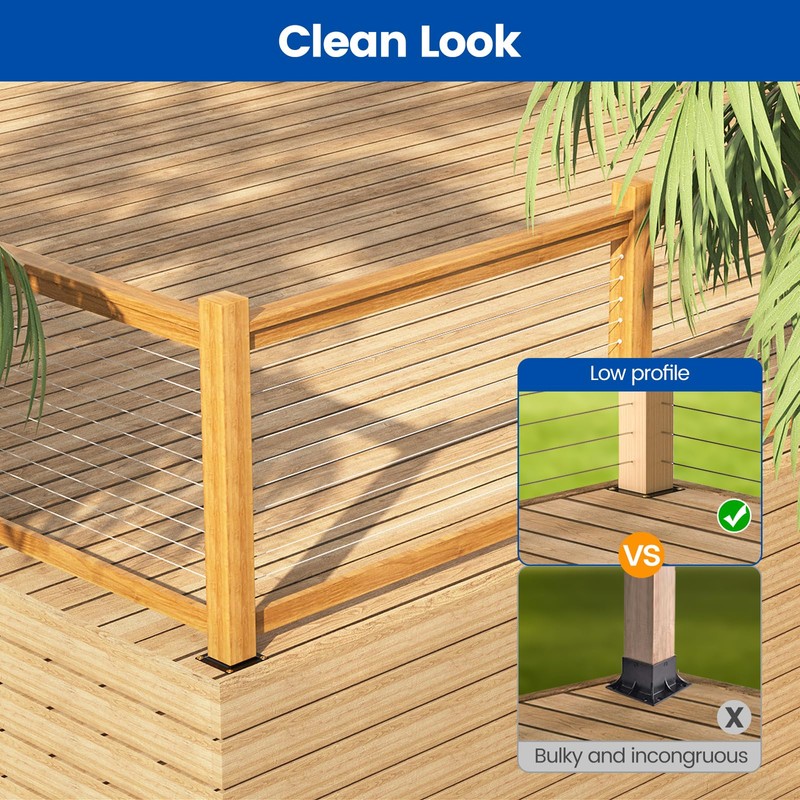 Muzata 4Pack 4"×4" Wood Post Plate Connector Deck Post Base