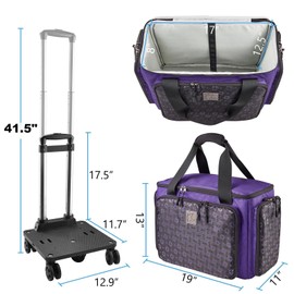 BatlFrist Rolling Sewing Machine Bag with Universal wheels,Sewing Machine Carrying Case with YKK zipers, Compatible most Standard Brother, Singer, Bernina, Sewing Machines (purple)