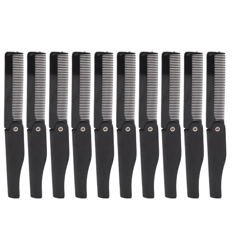 10Pcs Folding Comb Black Fine Teeth Durable Plastic Pocket Size