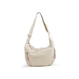 AdiStylinno Crescent Crossbody Bag for Women Men, Nylon Shoulder Bag Sling Bag Trendy Dumpling Bag with Adjustable Strap (White)