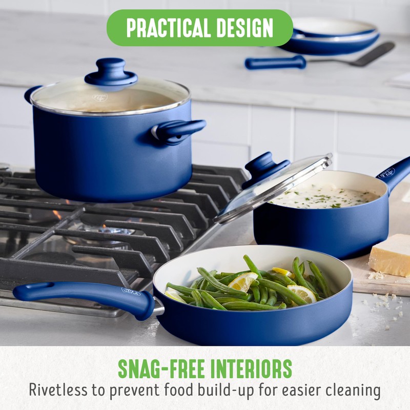 GreenLife 16 Piece Nonstick Cookware Set, Soft Grip Non-Toxic PFAS-Free