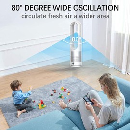 Bladeless Cooling Fan, 23.62 inch Tower Fan, 80° Oscillating Pedestal Fan with Remote Control, 8 Speeds, 8H Timer, LED Display with Auto Off, Portable Quiet Cooling Fan for Bedroom, Home, Office