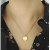 Gold Coin Necklace,Women Dainty Initial Letter Hearts Stainless Disc Round