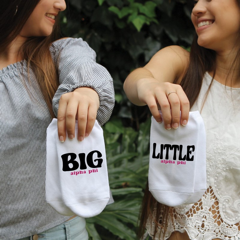 sockprints Alpha Phi Sorority Big Sis Cotton No Show Socks