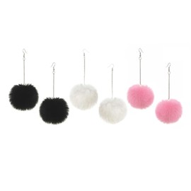 Large Colorful Furry Pompom Ball Earrings Set - Fluffy Hairy Big Ball Dangle Earrings for Women Winter Jewelry (A big ball set)