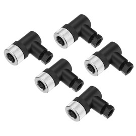 MECCANIXITY 5Pcs 5 Pin M12 Female Aviation Connector Wire Plug A Coding 12mm Circular Sensor Connector Waterproof IP67 Right Angle Type for Cable