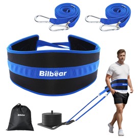 Bilbear Sled Pulling Belt,Adjustable Sled Training Waist Belt,Belt for Pulling,Weight Sled Pull Belt for Tire Pulling,Squat,Leg Muscles Strength Training,Resistance Training,Core Power Workout (Blue)