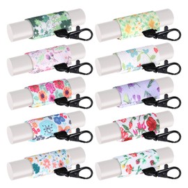 Tucnoeu 10 Pack Lip Balm Holder Keychain Clip,Chapstick Holder Keychain,Tight Elastic Holder Sleeve for Fat and Slim Lip Balms