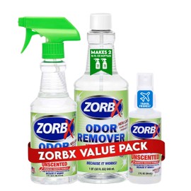 ZORBX Unscented Multipurpose Odor Eliminator Value Pack 2 Oz + 16 Oz + 32 Oz - Used in Hospitals & Healthcare Facilities - Advanced Trusted Formula - Perfect Bundle to Get Rid of Unpleasant Odors