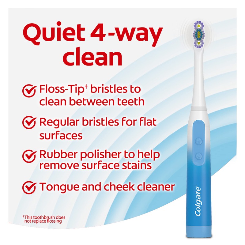 Colgate 360 Floss Tip Sonic Powered Battery Toothbrush, 2 Pack