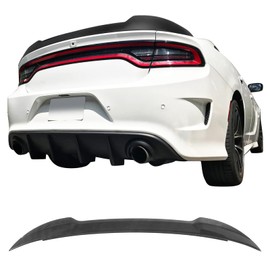 IKON MOTORSPORTS, Rear Trunk Spoiler Compatible with 2011-2014 Dodge Charger, Trunk Lid Spoiler Wing Lip Decklid ABS Plastic Carbon Fiber Print V3 Style, 2012 2013