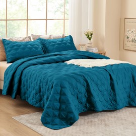 Litanika Twin Size Summer Quilt Comforter Teal - Lightweight Bedspreads & Coverlets Turquoise - Bedding Cover Bed Decor All Season - 2 Pieces (1 Quilt, 1 Pillowcase)