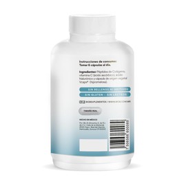 BIO B | Colágeno Hidrolizado Verisol® + Ácido Hialurónico + Vitamina C | 180 cápsulas | Fortalece uñas y cabello. Colágeno bovino y porcino tipo 1 y 3
