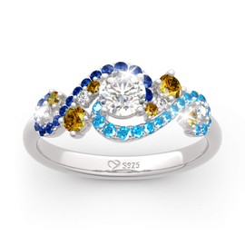 Jeulia "The Starry Night Round Cut Sterling Silver Ring Fashion Ring for Wife Anniversary Girlfriend Birthday Gift with Beautiful Jewelry Box