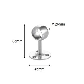 Set of 2 Curtain Pole Brackets Chrome Modern Curtain Rod Holder Ceiling Mount Wall Mounting for Diameter 25 mm Rods