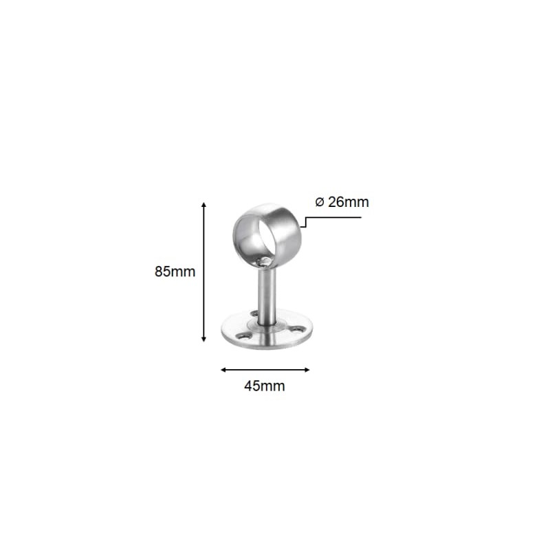 Set of 2 Curtain Pole Brackets Chrome Modern Curtain Rod