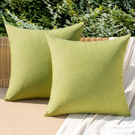MIULEE Set of 2 Waterproof Cushion Covers, Outdoor Sofa Cushion Covers, Decorative Modern Cushion Covers, Linen Look Polyester, for Garden, Sofa, Living Room, Bed, 45 x 45 cm, Matcha Green