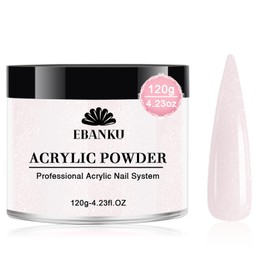 EBANKU 120g/4.23oz Acrylic Powder,Glitter Pink Large Capacity Acrylic Nail Powder for Nail Extension, Nail Carving, Long-Lasting, No Nail Lamp Needed