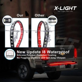 X-LIGHT 60" Redline DOUBLE LED Tailgate Light Bar w/ RED Turn Signal - No Drill 2-Row