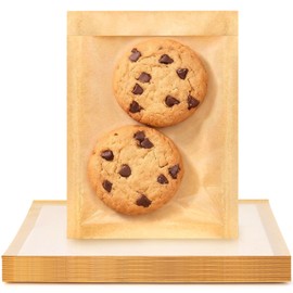 Ohuimrt 200 Pack Cookie Bags with Seal, 5.1 x 7.5 Inch Small Paper Bakery Bags with Window Heat-Sealable Individual Pastry Bag for Packaging Cookies, Donuts